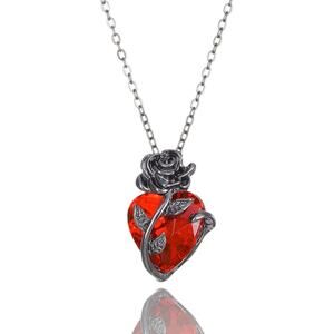 Gothic Rose Red Love Necklace Women's Grunge Dainty Bloody Human Heart Pendant